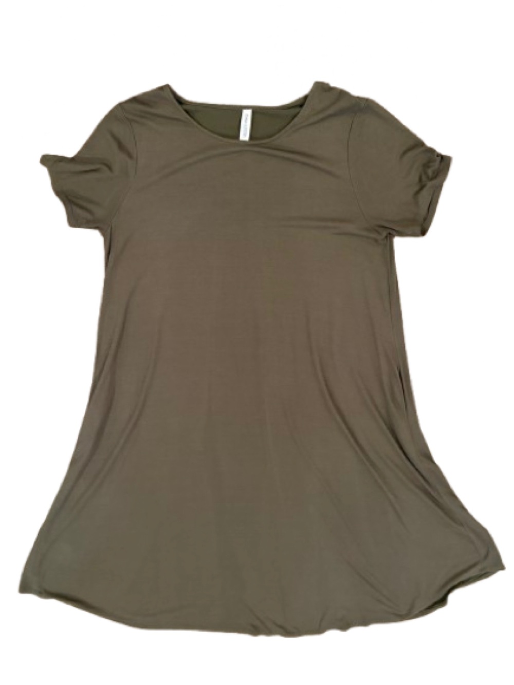Zenana Outfitters Women’s Long Classic Olive Green  Short-Sleeve Dress Size 1X